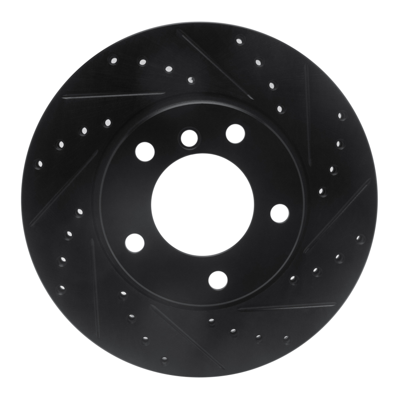 BMW 328i Brake Rotor (1) - Front Right - R1 Concepts - Drilled & Slotted - Black - `91-`06